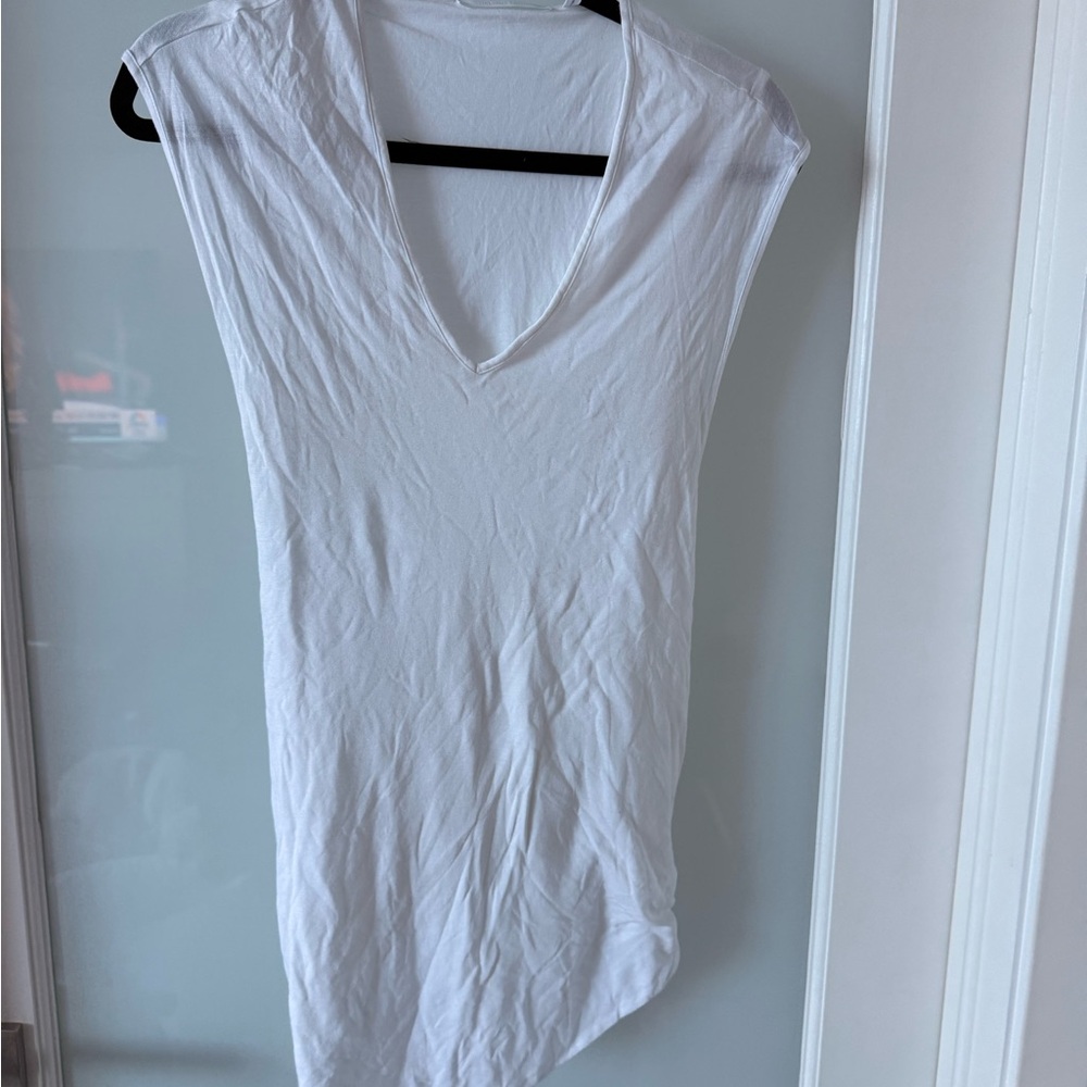 White Sleeveless V-Neck Top Helmut Lang